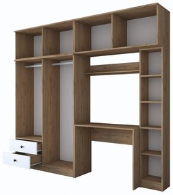 Sada dětského nábytku Baren s psacím stolem, šatní skříní a regálem bílá/ořech