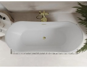 Mexen Celia, voľne stojaca vaňa 170 x 75 cm, biela-čierna, zlatý lesklý prepad, 52331707575-50