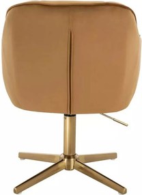 LuxuryForm DESIGN Stolička AVOLA VELUR na zlatom kríži - medová