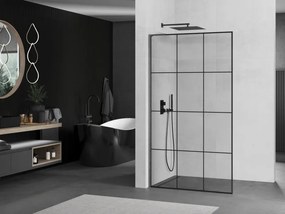 Mexen Kioto L, sprchová zástena Walk-In 100 x 200 cm, 8mm číre sklo čierny vzor, grafitový profil, 800-100-103-66-77