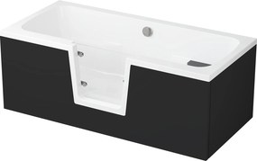 Vaňa s dvierkami Polimat OVI 160x75 ĽAVÁ bez čelného krycieho panelu + vaňový sifón automat s prepadom VABPS-ZU 70