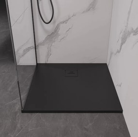 Erga Hyper, SMC sprchová vanička 80x80x2,6 cm + sifón, čierna matná, ERG-V06-SMC-8080S-BK