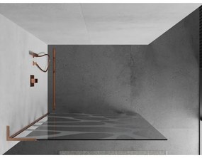 Mexen Kioto L, sprchová zástena Walk-In 110 x 200 cm, 8mm číre sklo biely vzor, medený matný profil, 800-110-103-65-85