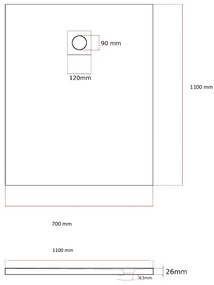 Erga Oldaf, SMC obdĺžniková sprchová vanička 70 x 110 cm, biela matná, ERG-GMA-OL-70110