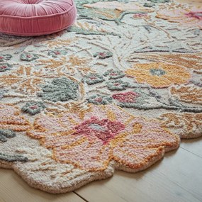 Svetloružový ručne tkaný vlnený koberec 160x230 cm Daphne Shaped Floral – Flair Rugs