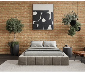 Béžová čalúnená dvojlôžková posteľ s úložným priestorom s roštom 160x200 cm Aruba L – Maison de Rêve