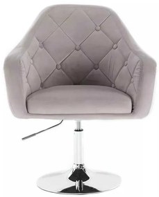 LuxuryForm DESIGN Kreslo ANDORA VELUR na striebornom tanieri - svetlo šedé
