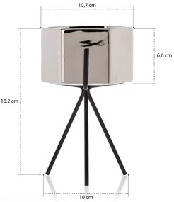 KERAMICKÝ KVETINÁČ SO STOJANOM SASHI 18X10 CM STRIEBORNÁ