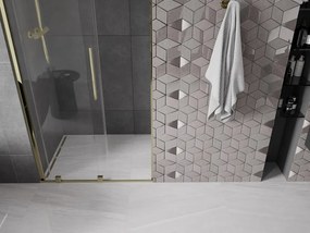 Mexen Velar, posuvné dvere do otvoru 120x200 cm, 8mm číre sklo, zlatá lesklá, 871-120-000-01-50