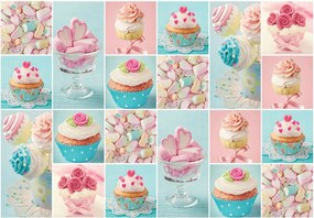 Fototapeta - Farebné košíčky a marshmallows (152,5x104 cm)