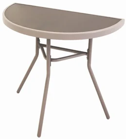 Dekorstudio Polkruhový sklenený kávový stolík na balkón - béžový