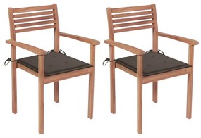 Záhradné stoličky 2 ks hnedosivé podložky teakový masív 3062270