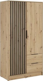Skriňa Neria 105 cm s lamelami - dub artisan / čierna