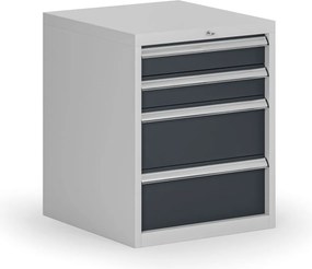 Závesný dielenský box k stolu G8, 4 zásuvky, 560 x 600 x 700 mm, grafit