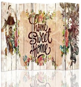 Gario Paraván Nápis Home Sweet Home Rozmery: 180 x 170 cm, Prevedenie: Otočný paraván 360°