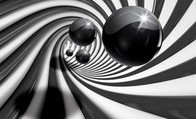 Fototapeta - 3D čiernobiely tunel (254x184 cm)