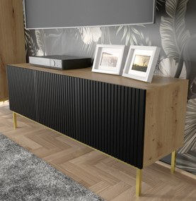 TV skrinka/stolík 3D 150 Rowanna (dub artisan + čierna). Akcia -19%. Vlastná spoľahlivá doprava až k Vám domov. 1125013