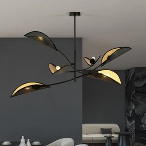 Luster na tyči LOTUS 6xE14/10W/230V čierna/zlatá