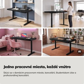 Elektrický písací stôl sit-stand so zásuvkou a bezdrôtovou nabíjačkou Qi čierny, 1200 mm: ELLIS