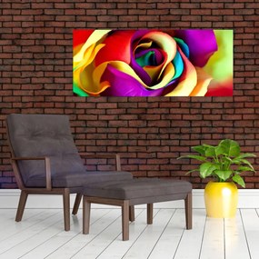 Obraz - Farebná ruža (120x50 cm)