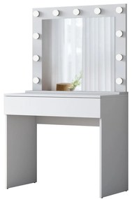 Minimalistický toaletní stolek Alisson II s LED zrcadlem bílý