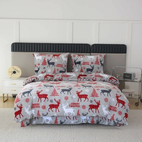 Obliečky mikroplyš MERRY CHRISTMAS DEER sivé Rozmer obliečok: 2 ks 70 x 90 cm | 200 x 220 cm