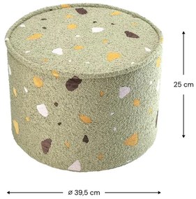 Zelený detský puf z textílie buklé/ženilkový Terrazzo – Wigiwama