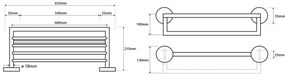 Sapho Sapho, X-ROUND polička na uteráky s hrazdou 650x215x110mm, chróm, XR419