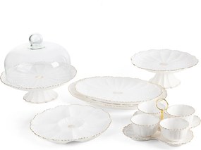 DEKORAČNÝ KERAMICKÝ TANIER GAIA 41X28X3 CM KRÉMOVÁ