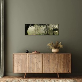 Obraz rannej hmly (s hodinami) (90x30 cm)