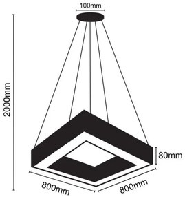 LED Luster na lanku LED/55W/230V 4000K 80x80 cm