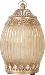 Béžová sklenená svietiaca LED lampáš Balli - Ø 11*18 cm