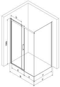 Mexen Omega, sprchovací kút s posuvnými dverami 130 (dvere) x 80 (stena) cm, 8mm číre sklo, chrómový profil + slim sprchová vanička 5cm, 825-130-080-01-00-4010