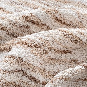 Bielastické poťahy OCEANO NOVÉ béžové dvojkreslo s drevenými rúčkami (š. 80 -140 cm)