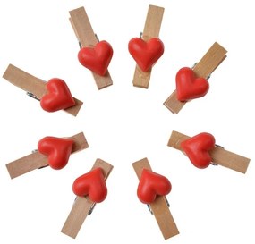 Set 8ks malý drevený kolíček so srdiečkom - 1*2*3 cm
