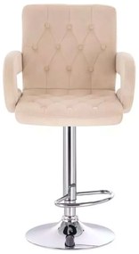 LuxuryForm DESIGN Barová stolička BOSTON VELUR na striebornom tanieri - krémová