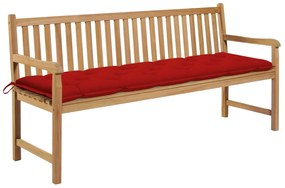 Záhradná lavička, červená podložka 175 cm, tíkový masív 3062805