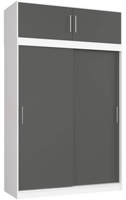 Šatní skříň s posuvnými dveřmi a nástavcem MONO CLP 150 cm bílá/grafitově šedá