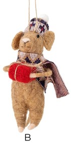 Bloomingville Plstená vianočná ozdoba Peo Brown Wool B