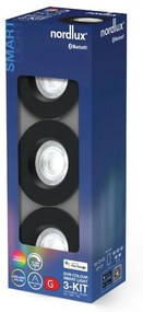 NORDLUX Sada 3x inteligentné zapustené LED osvetlenie DON SMART, 4,7W, 8,5cm, okrúhle, čierne