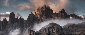 Obraz - Talianske dolomity schované v hmle (120x50 cm)