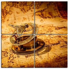 Obraz na plátne - Kompas na mape antického sveta - štvorec 3999D (100x100 cm)