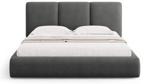 Sivá čalúnená dvojlôžková posteľ s úložným priestorom s roštom 140x200 cm Brody – Mazzini Beds