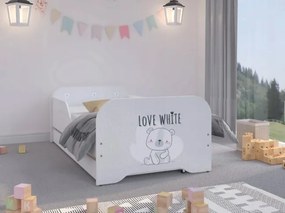 DomTextilu Kvalitná detská posteľ 140 x 70 cm s medvedíkom LOVE  Biela 46238