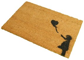 Rohožka z prírodného kokosového vlákna Artsy Doormats Girl with a Balloon Graffiti, 40 x 60 cm