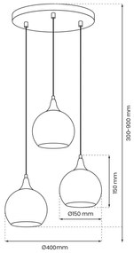Luster na lanku MONTE 3xE27/60W/230V zlatá