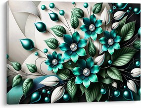 Obraz - 3D tyrkysové kvety (70x50 cm)