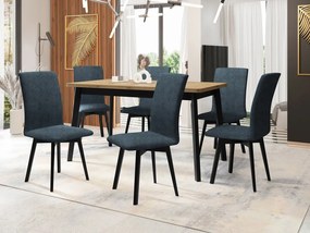 Jedálenský stôl so 6 stoličkami AL24, Morenie: dub artisan L, Poťahové látky: Zetta 300, Farby nožičiek: čierna