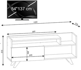 TV stolek TROYA 120 cm bílý