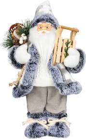 Dekorácia MagicHome Vianoce, Santa so sánkami, biely-šedý, 45 cm (45 cm)